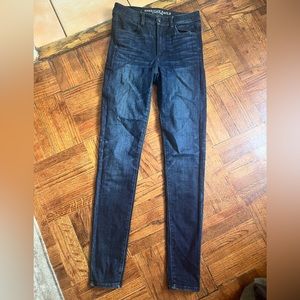 High waisted dark wash jeans